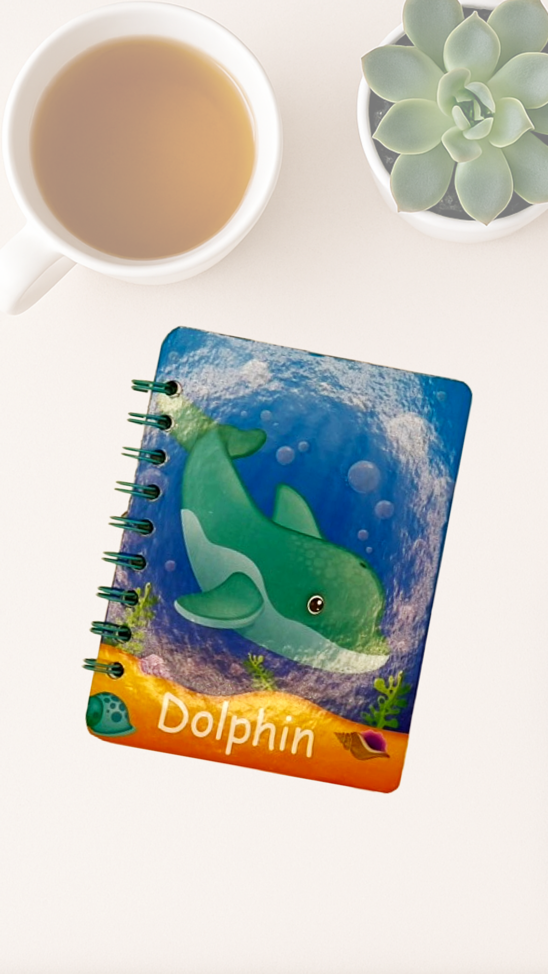 Flippered Feelings Journal – Upcycled Dolphin & Penguin Spiral Notebook