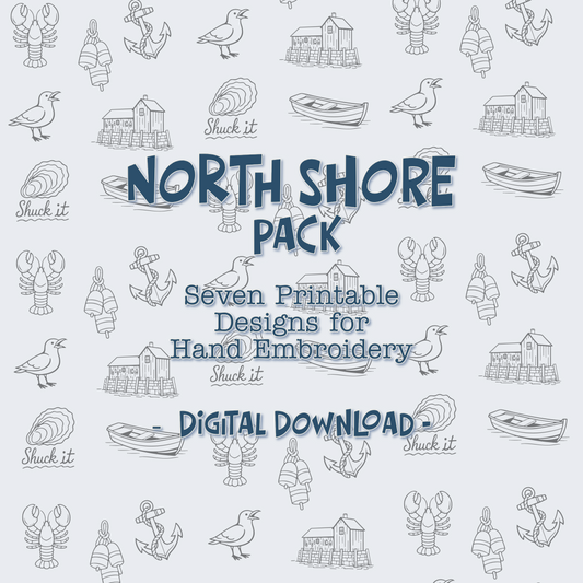 North Shore 7 Design Pack for Hand Embroidery PDF, Digital Download