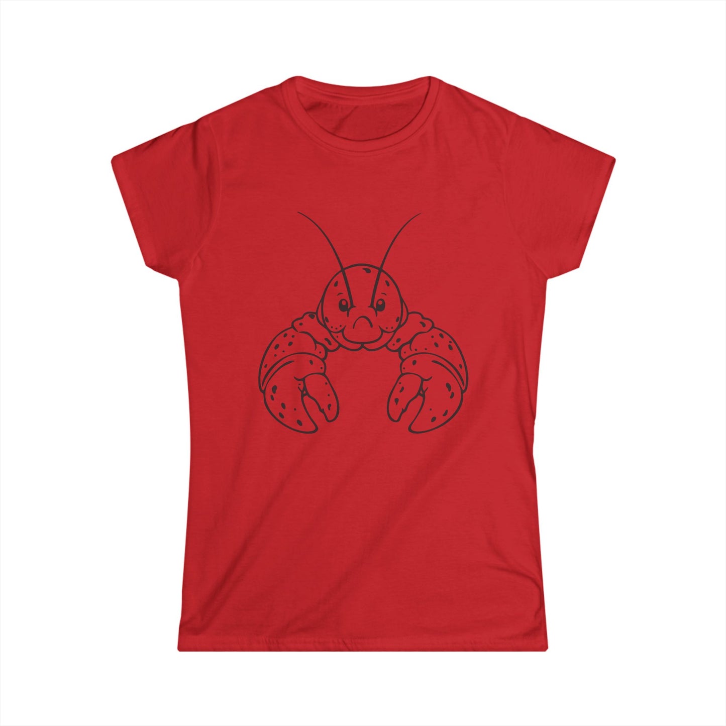 Women's Softstyle Tee with Cute Illustrated Maine Lobster