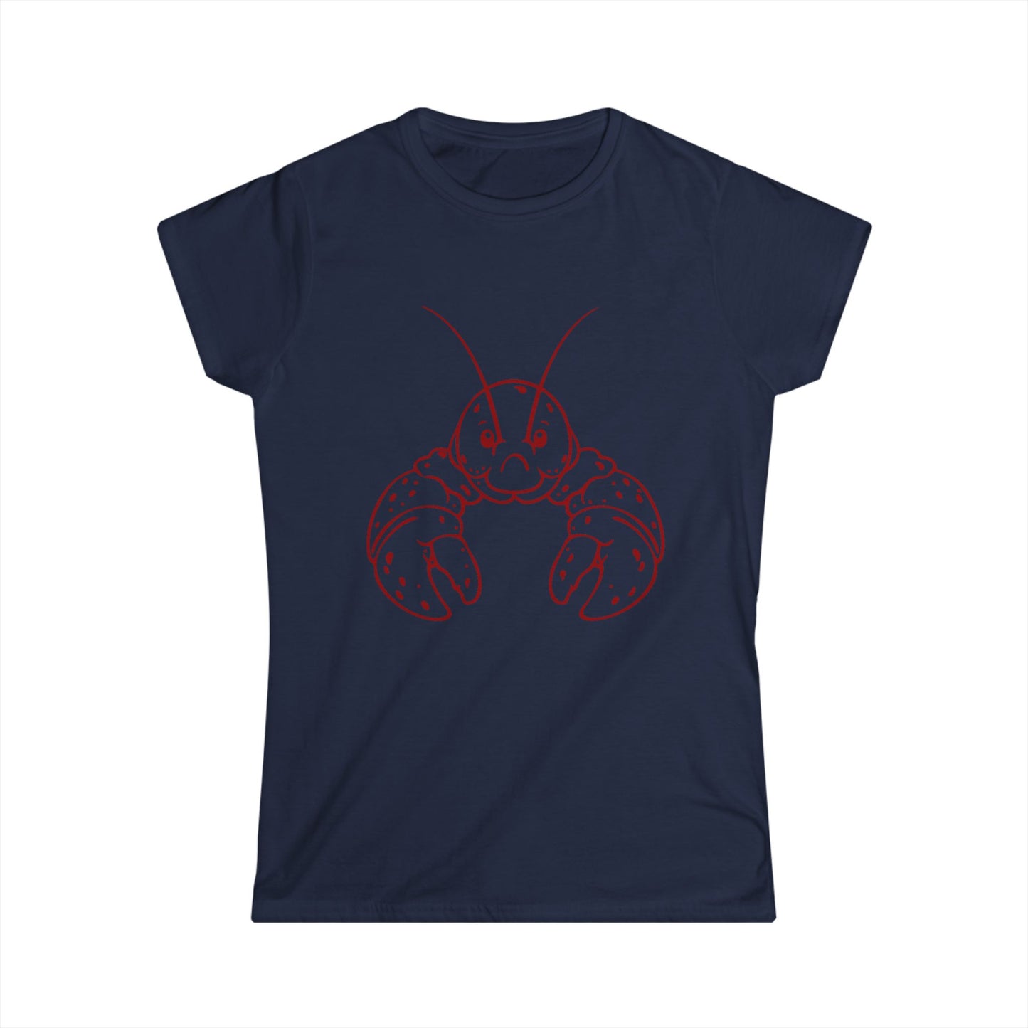 Women's Softstyle Tee with Cute Illustrated Maine Lobster