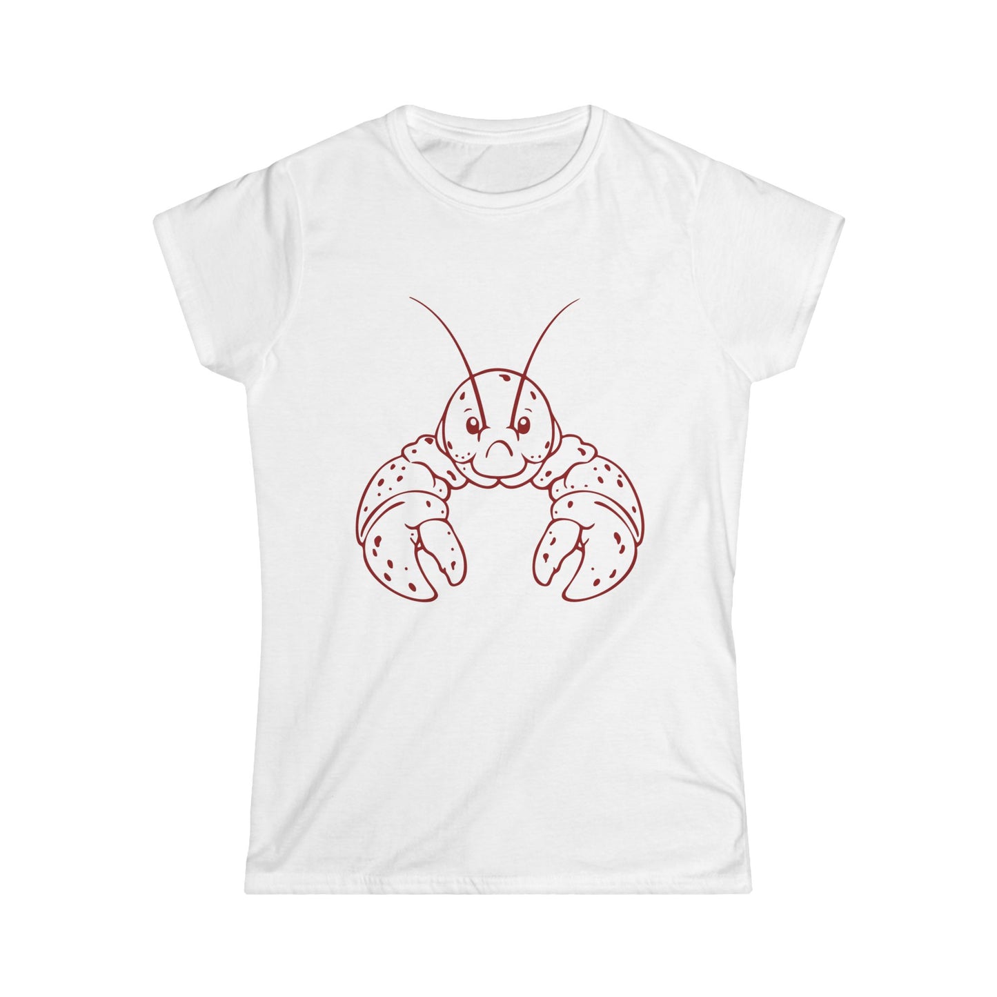 Women's Softstyle Tee with Cute Illustrated Maine Lobster