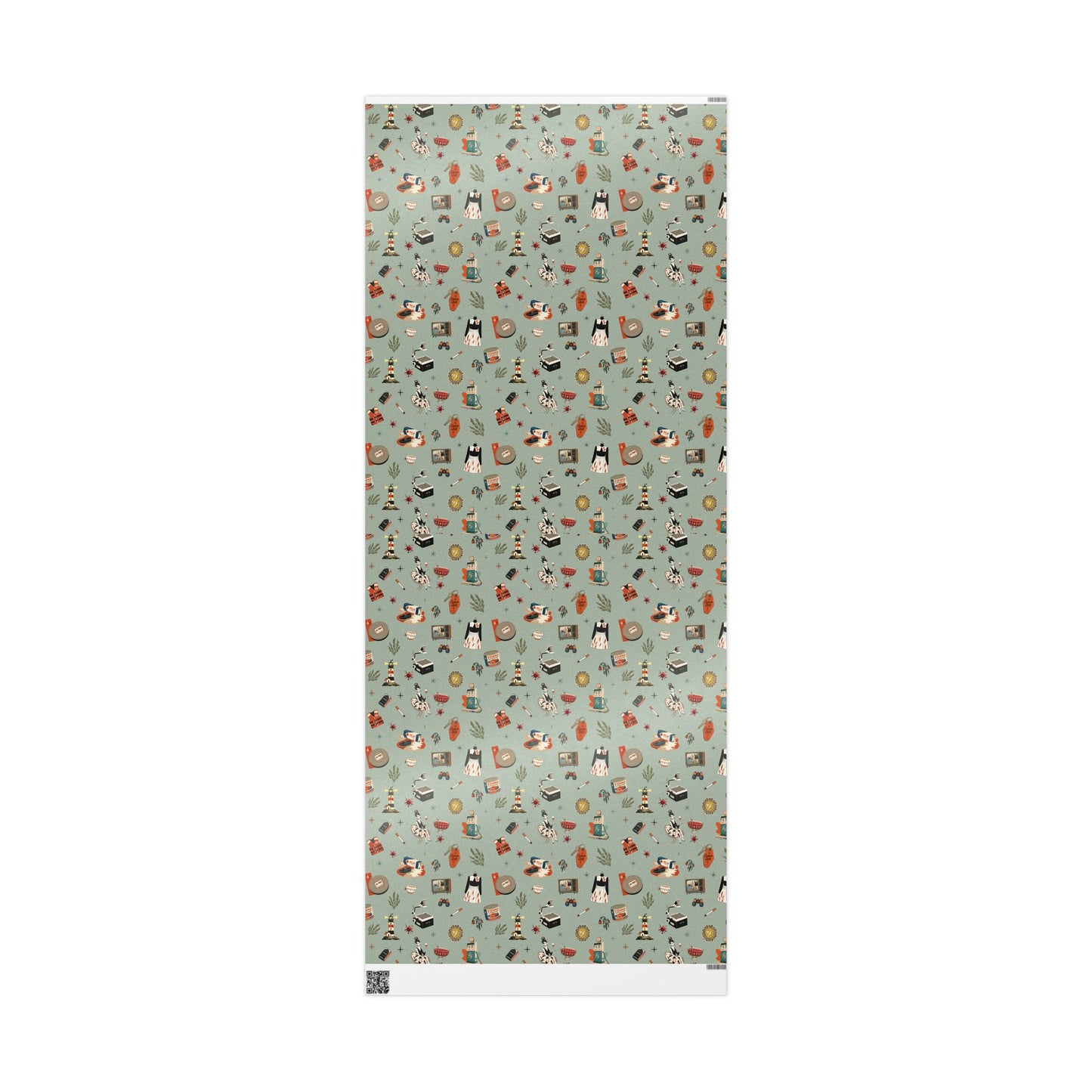Widows Bay Inspired Wrapping Paper | Retro Coastal Mystery Gift Wrap | Vintage Motel Wallpaper Style | Sea Hag Sage
