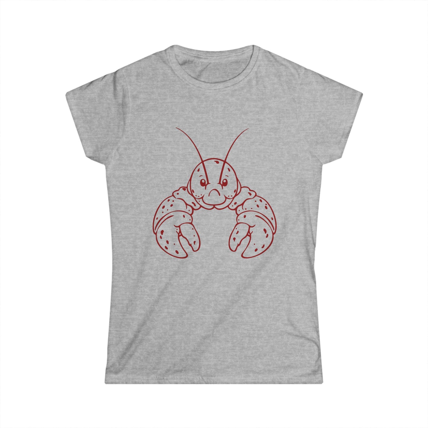 Women's Softstyle Tee with Cute Illustrated Maine Lobster