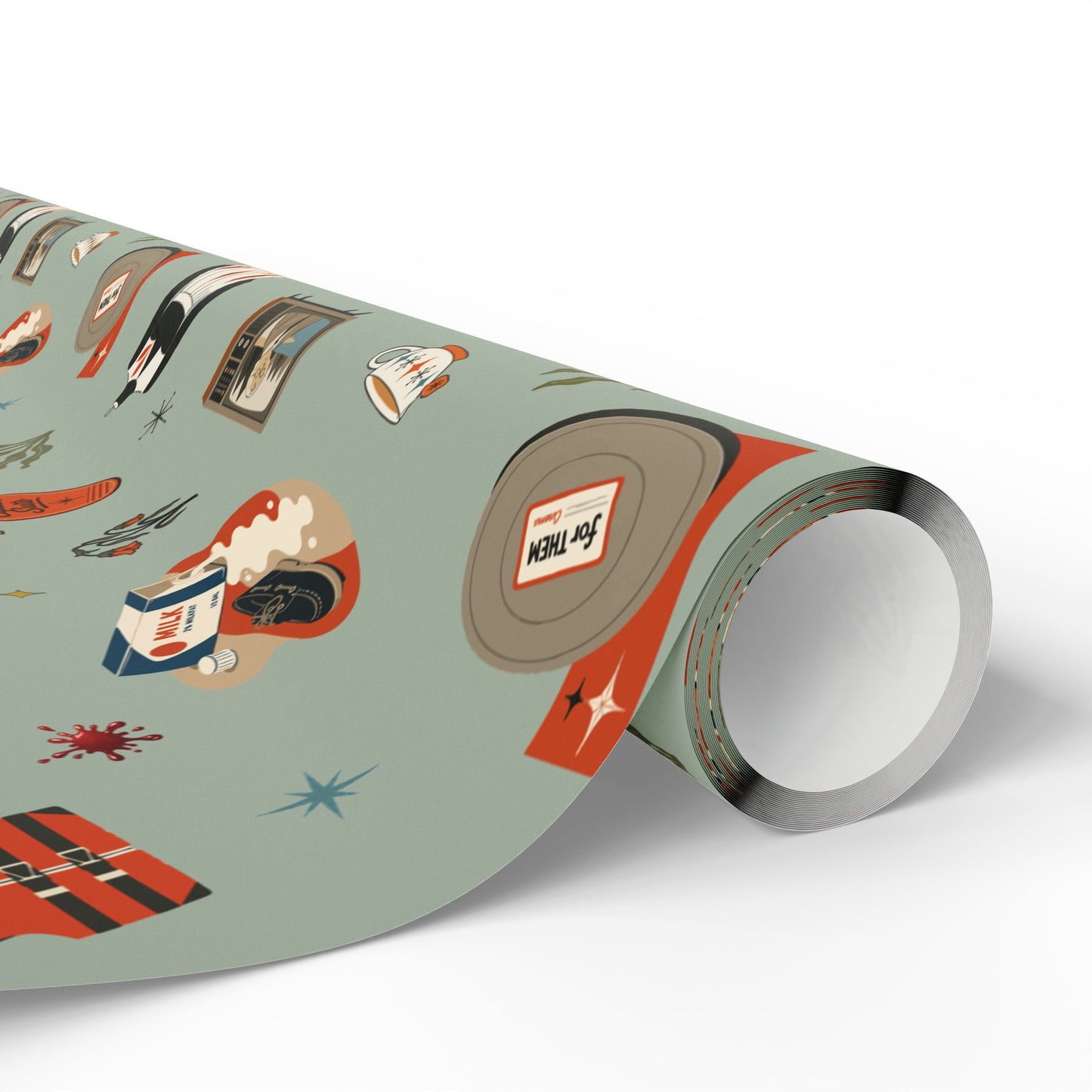 Widows Bay Inspired Wrapping Paper | Retro Coastal Mystery Gift Wrap | Vintage Motel Wallpaper Style | Sea Hag Sage