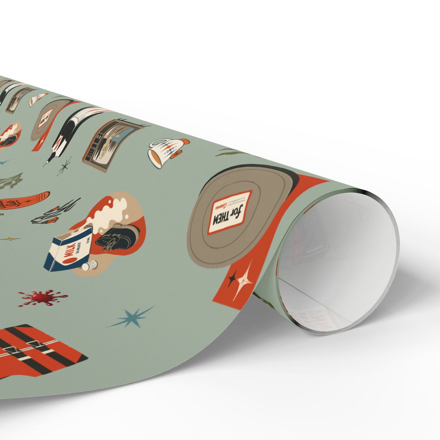 Widows Bay Inspired Wrapping Paper | Retro Coastal Mystery Gift Wrap | Vintage Motel Wallpaper Style | Sea Hag Sage
