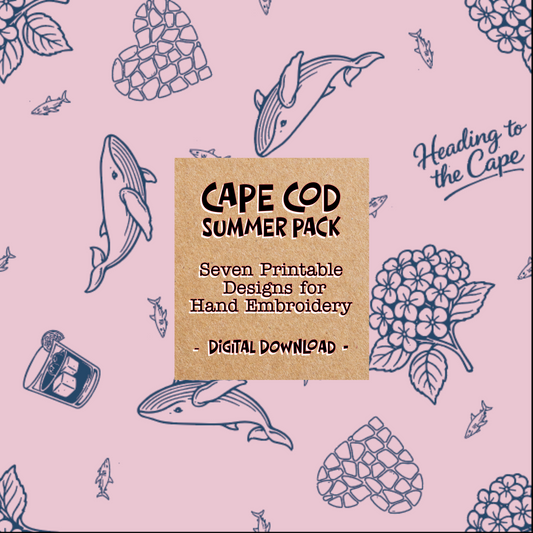 Cape Cod Summer Printable Hand Embroidery Pattern 7 Design Pack