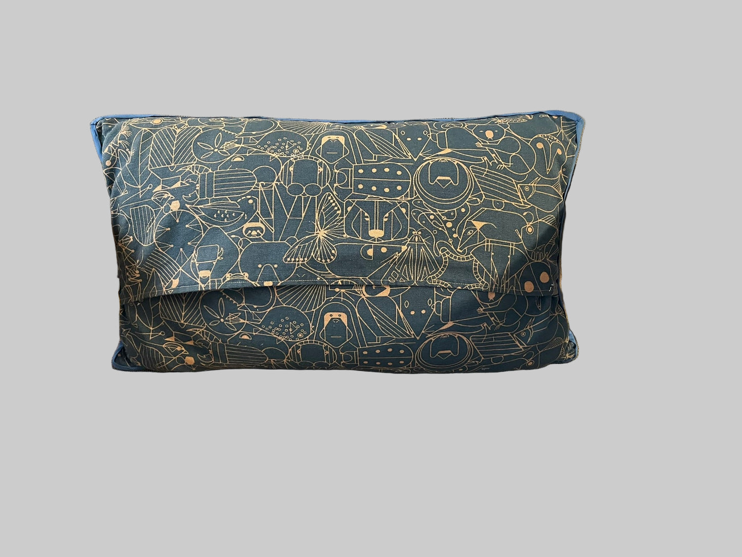 Charley Harper Endpapers Quilted Hexi Throw Pillow (Royal Blue Trim)