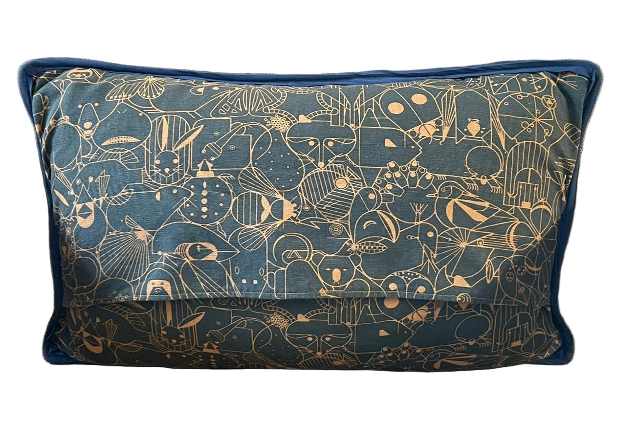 Decorative pillow with animal pattern on a brown chair