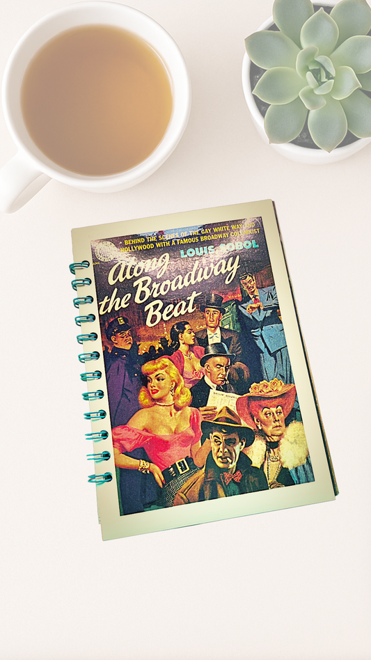 Along the Broadway Beat Journal – Upcycled Louis Sobol Postcard Spiral Notebook with Graph Paper