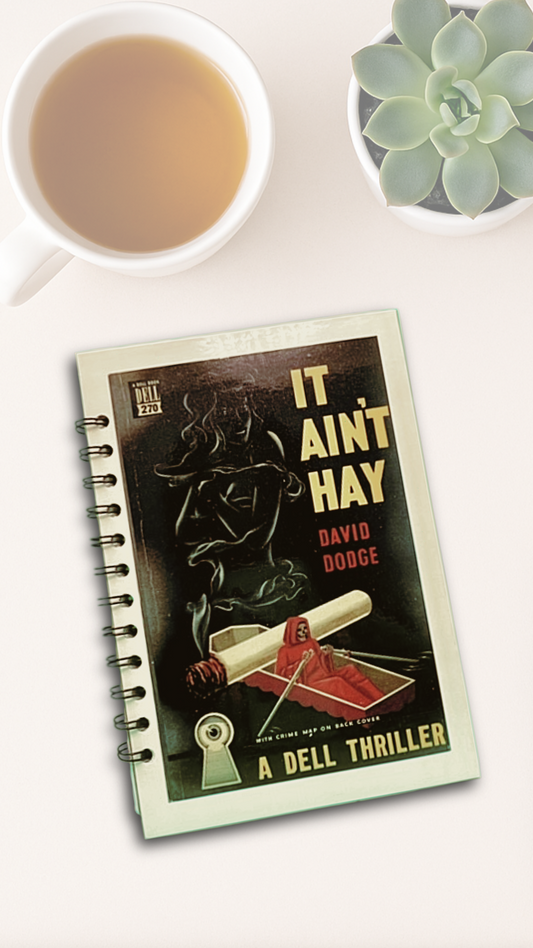 It Ain’t Hay Journal – Upcycled David Dodge Postcard Spiral Notebook with Graph Paper