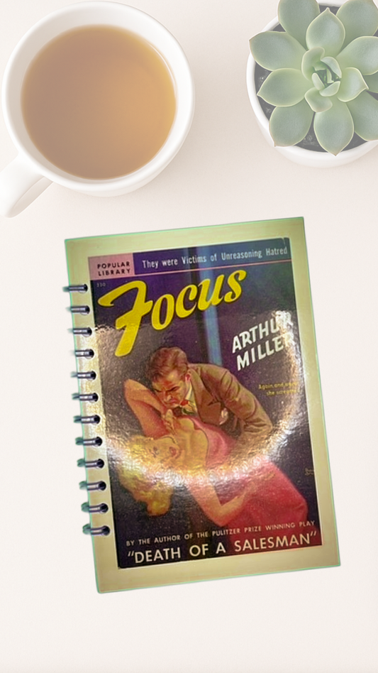 Focus Journal – Upcycled Arthur Miller Postcard Spiral Notebook with Graph Paper