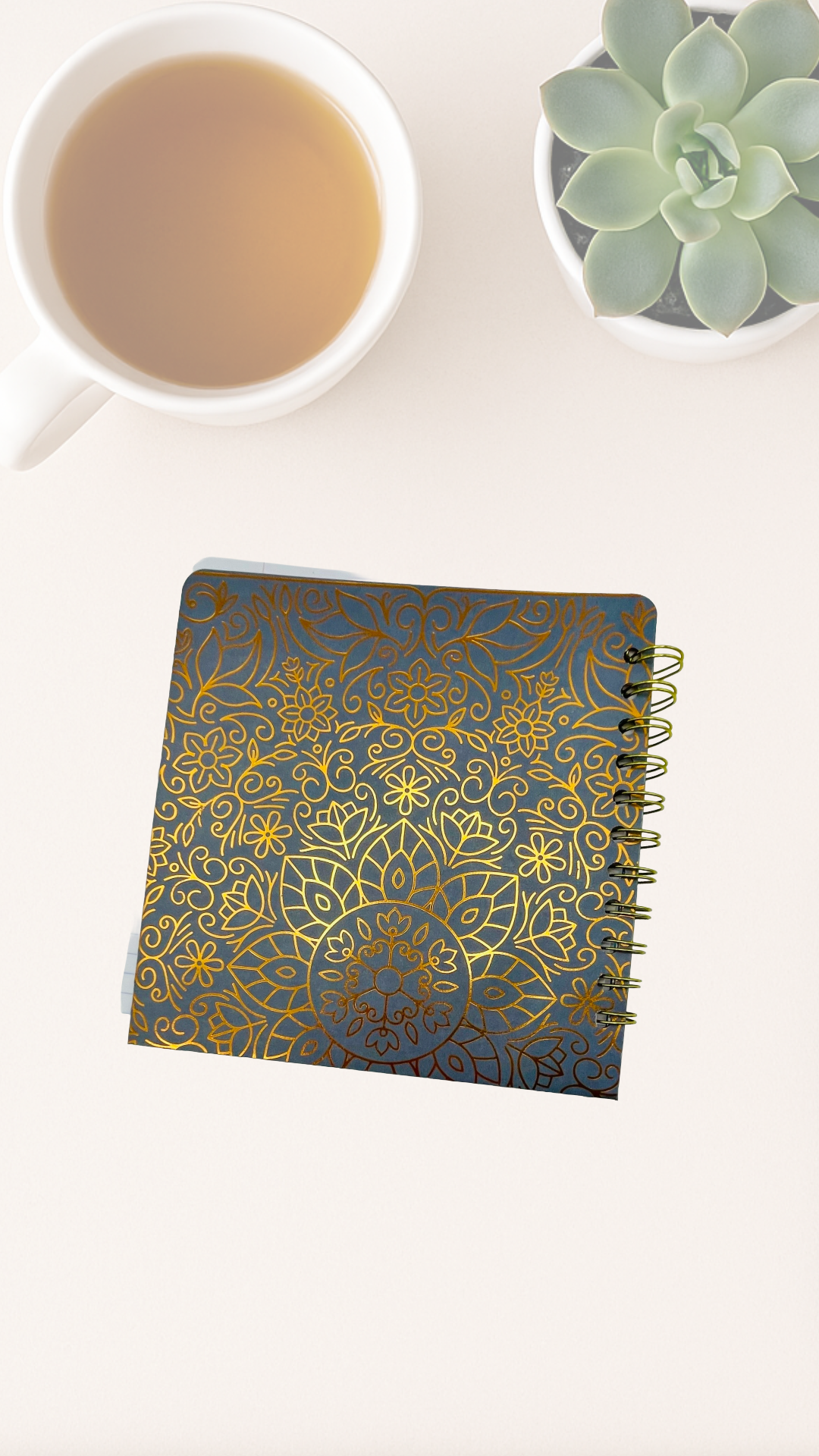 Notebook with gold patterned back cover
