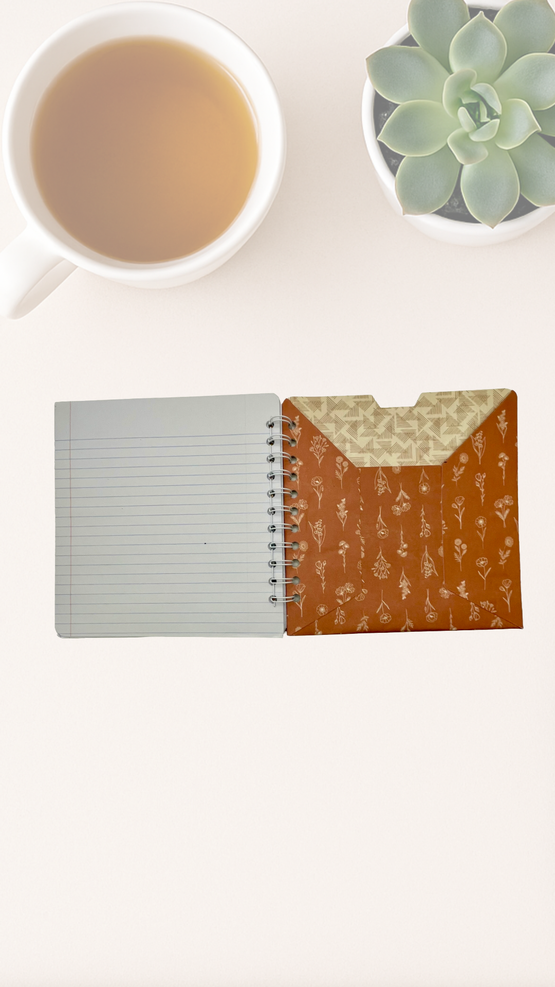 Notebook with floral inside back cover pocket