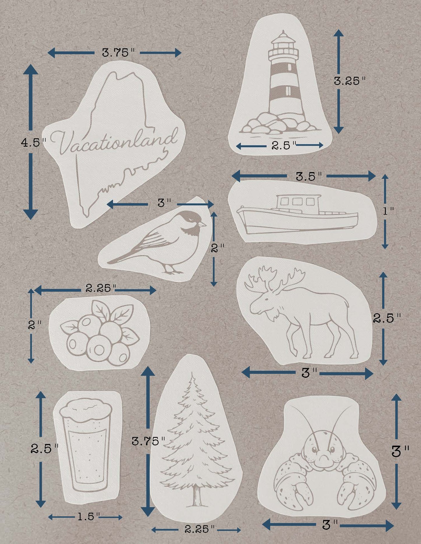 Maine Vacationland 9 Design Pack for Hand Embroidery PDF, Digital Download