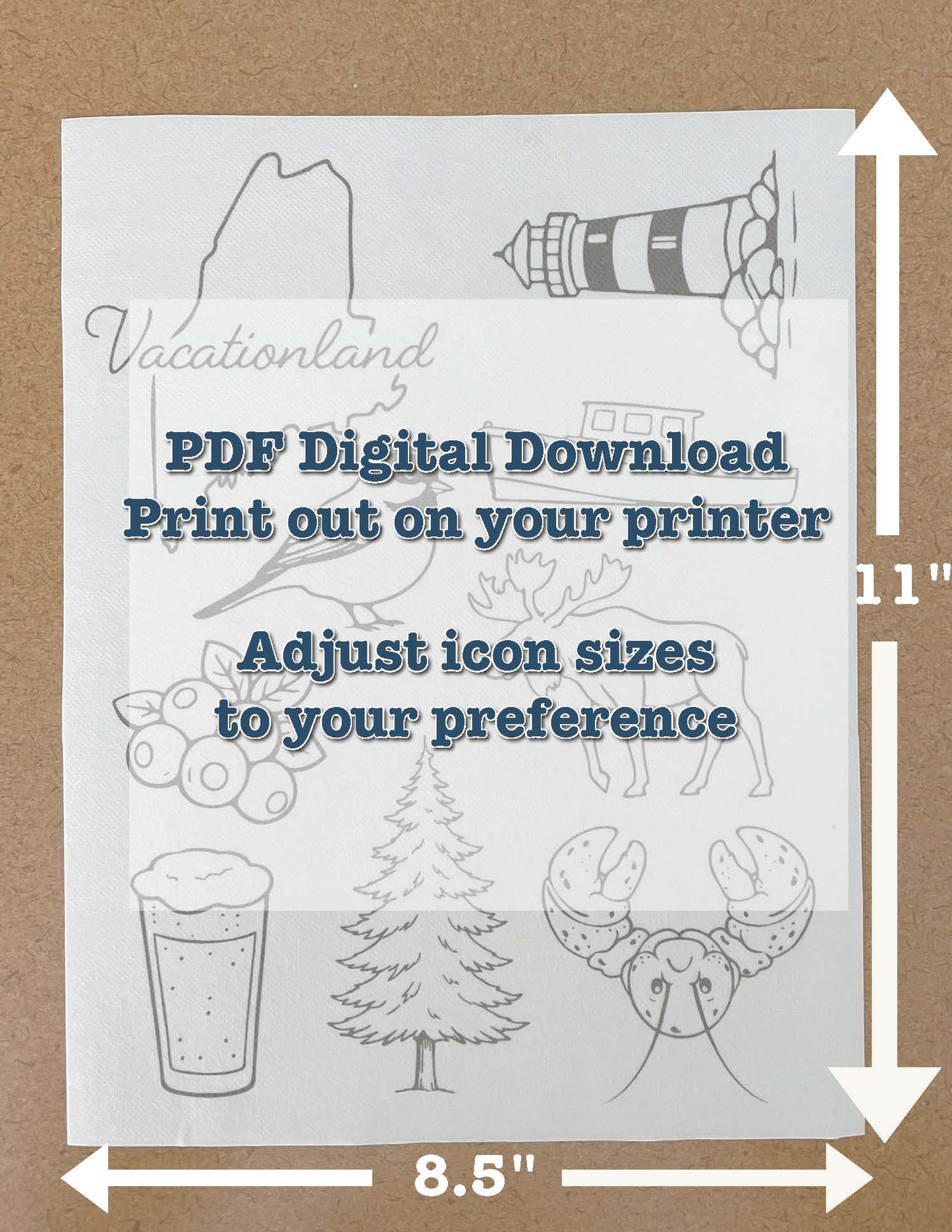 Maine Vacationland 9 Design Pack for Hand Embroidery PDF, Digital Download