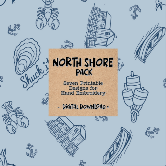 North Shore 7 Design Pack for Hand Embroidery PDF, Digital Download