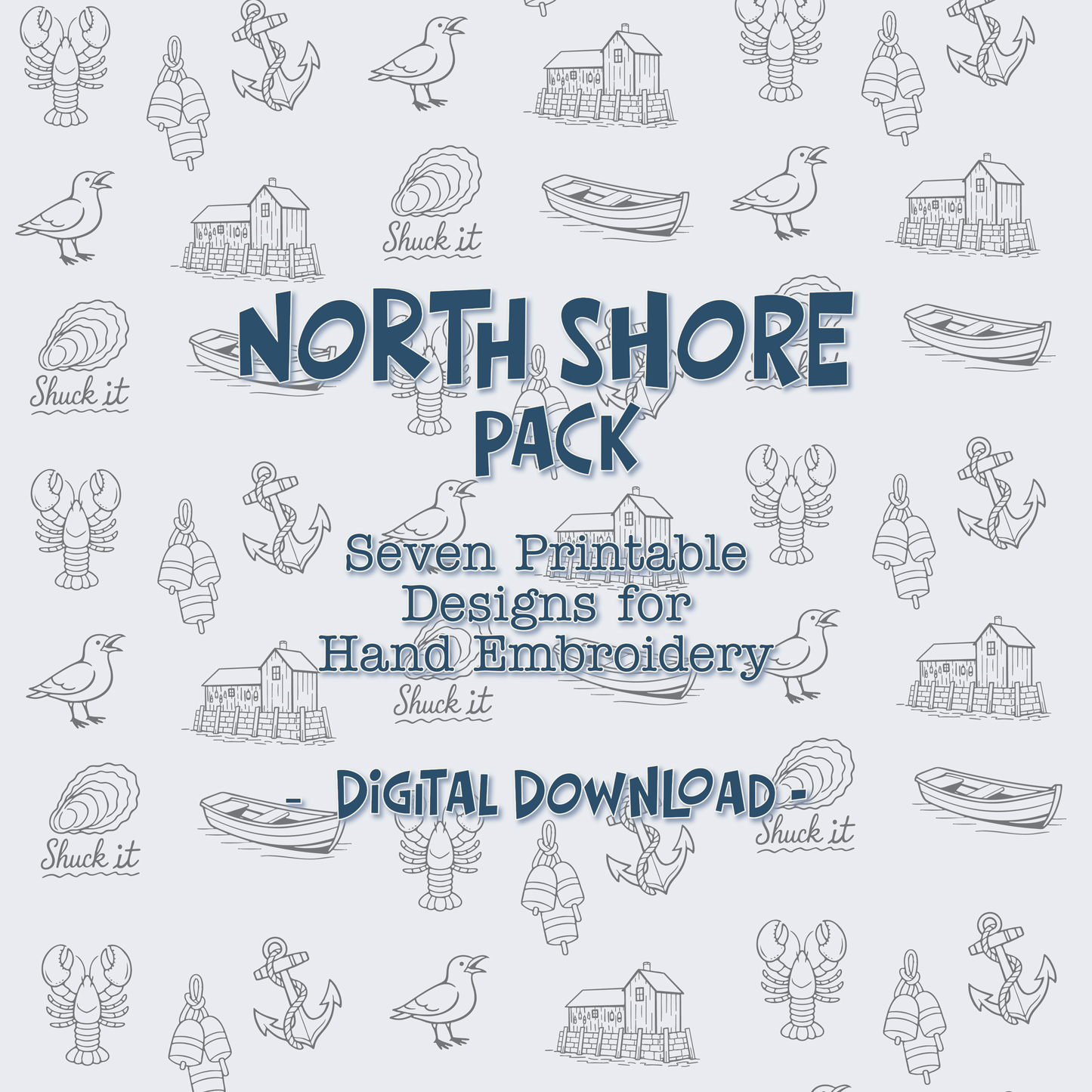 North Shore 7 Design Pack for Hand Embroidery PDF, Digital Download