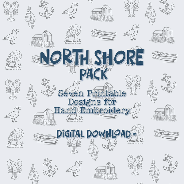 North Shore 7 Design Pack for Hand Embroidery PDF, Digital Download