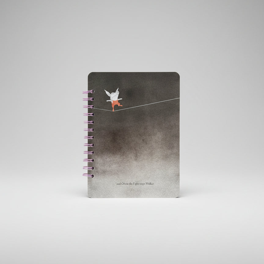 Olivia on a tightrope upcycled notebook