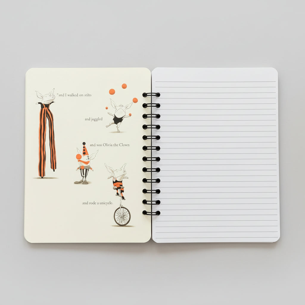 Olivia on stilts, juggling, clown and unicycle