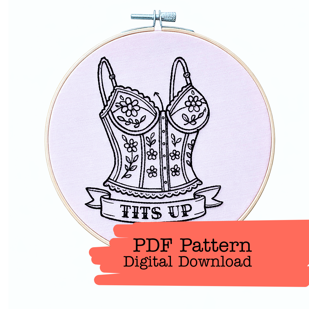 Tits Up Embroidery Pattern (Digital PDF Download)