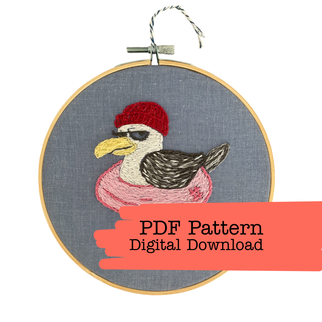 Low Tide Clyde the Seagull Embroidery Pattern PDF
