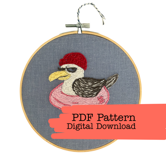 Low Tide Clyde the Seagull Embroidery Pattern PDF