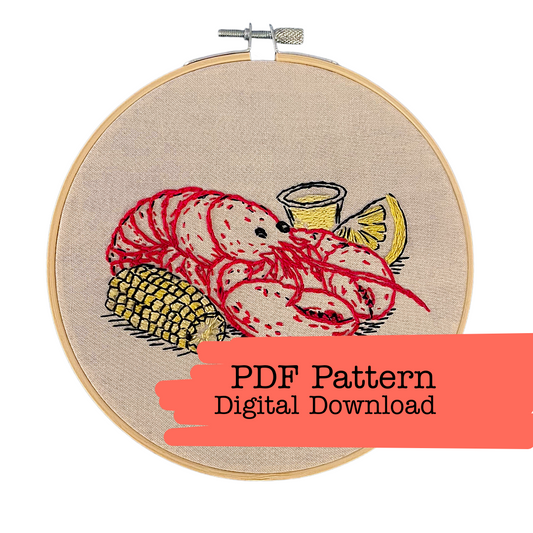 Lobster in the Rough Hand Embroidery Pattern PDF download