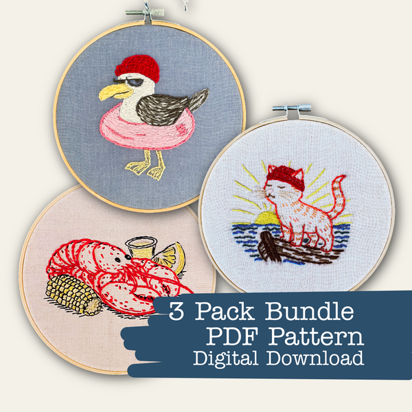 Seaside Bundle: Three Nautical Hand Embroidery Patterns for $10